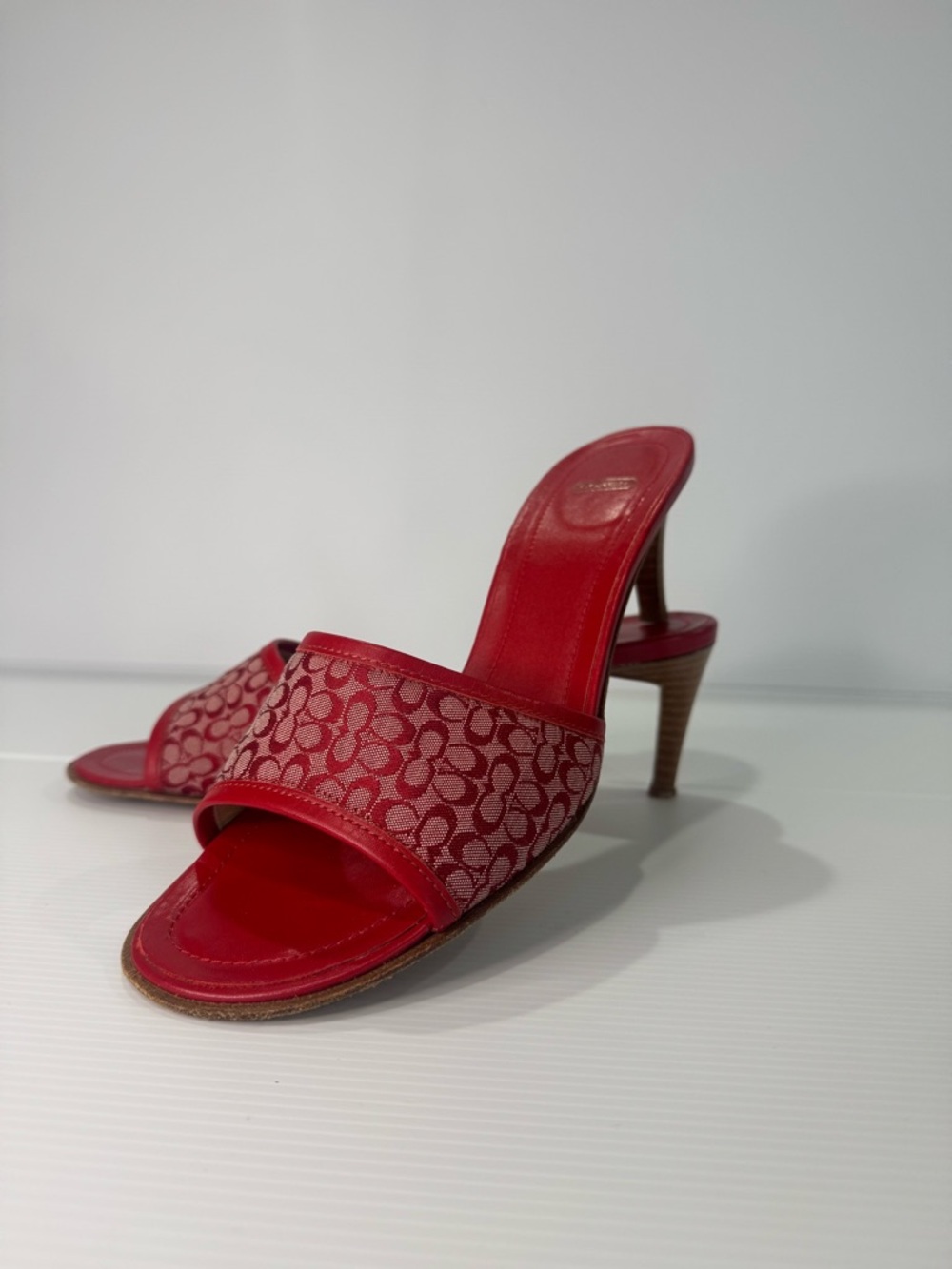 Coach Y2K Signature Monogram Red Sandal Heels
